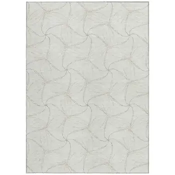 9' X 12' Ivory And Taupe Geometric Washable Indoor Outdoor Area Rug