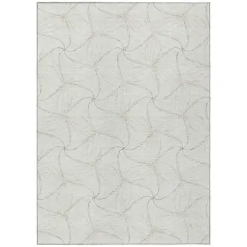 10' X 14' Ivory And Taupe Geometric Washable Indoor Outdoor Area Rug
