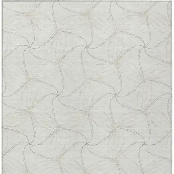 10' X 14' Ivory And Taupe Geometric Washable Indoor Outdoor Area Rug