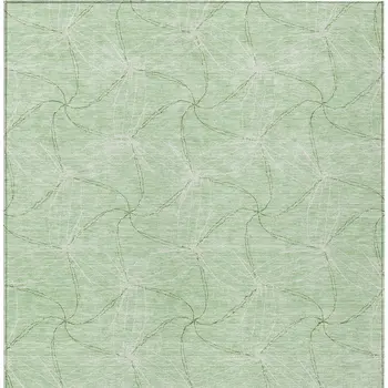 3' X 5' Mint Green And Ivory Geometric Washable Indoor Outdoor Area Rug