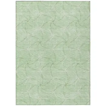 3' X 5' Mint Green And Ivory Geometric Washable Indoor Outdoor Area Rug
