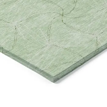 5' X 8' Mint Green And Ivory Geometric Washable Indoor Outdoor Area Rug