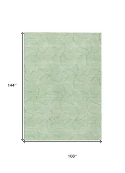 9' X 12' Mint Green And Ivory Geometric Washable Indoor Outdoor Area Rug