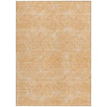 5' X 8' Peach And Ivory Geometric Washable Indoor Outdoor Area Rug
