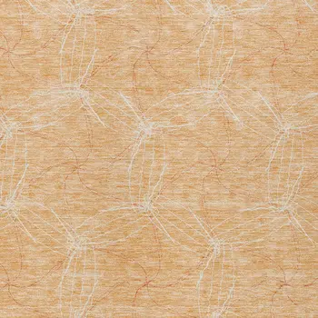 5' X 8' Peach And Ivory Geometric Washable Indoor Outdoor Area Rug