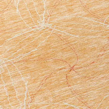 8' Peach And Ivory Round Geometric Washable Indoor Outdoor Area Rug