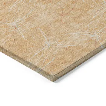 9' X 12' Peach And Ivory Geometric Washable Indoor Outdoor Area Rug
