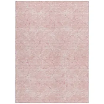 5' X 8' Pink And Ivory Geometric Washable Indoor Outdoor Area Rug