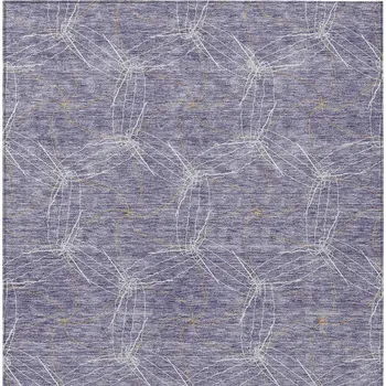 3' X 5' Purple And Ivory Geometric Washable Indoor Outdoor Area Rug