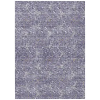 3' X 5' Purple And Ivory Geometric Washable Indoor Outdoor Area Rug