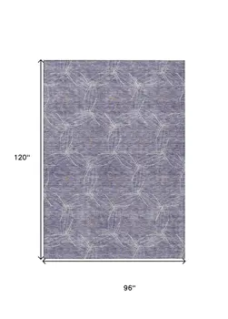 8' X 10' Purple And Ivory Geometric Washable Indoor Outdoor Area Rug