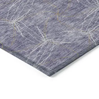 10' X 14' Purple And Ivory Geometric Washable Indoor Outdoor Area Rug