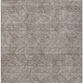 3' X 5' Taupe And Ivory Geometric Washable Indoor Outdoor Area Rug