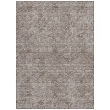 5' X 8' Taupe And Ivory Geometric Washable Indoor Outdoor Area Rug