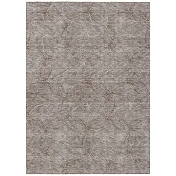 5' X 8' Taupe And Ivory Geometric Washable Indoor Outdoor Area Rug