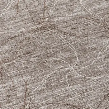 8' Taupe And Ivory Round Geometric Washable Indoor Outdoor Area Rug