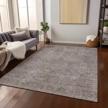 8' X 10' Taupe And Ivory Geometric Washable Indoor Outdoor Area Rug