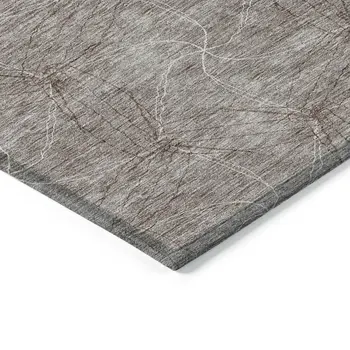 9' X 12' Taupe And Ivory Geometric Washable Indoor Outdoor Area Rug