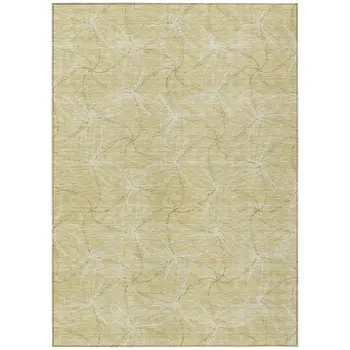 5' X 8' Wheat And Ivory Geometric Washable Indoor Outdoor Area Rug
