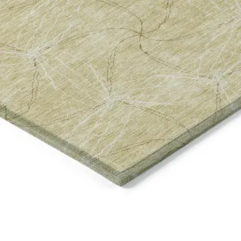5' X 8' Wheat And Ivory Geometric Washable Indoor Outdoor Area Rug