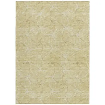 8' X 10' Wheat And Ivory Geometric Washable Indoor Outdoor Area Rug