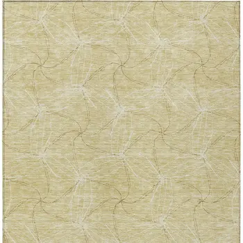 10' X 14' Wheat And Ivory Geometric Washable Indoor Outdoor Area Rug
