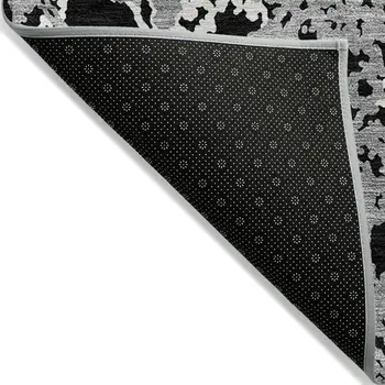 10' X 14' Black And Gray Abstract Washable Indoor Outdoor Area Rug