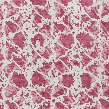 3' X 5' Blush And Ivory Abstract Washable Indoor Outdoor Area Rug