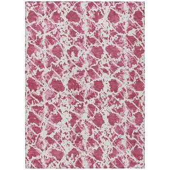 5' X 8' Blush And Ivory Abstract Washable Indoor Outdoor Area Rug
