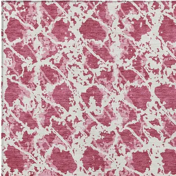 5' X 8' Blush And Ivory Abstract Washable Indoor Outdoor Area Rug