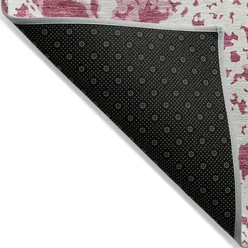 8' X 10' Blush And Ivory Abstract Washable Indoor Outdoor Area Rug