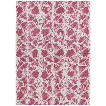 8' X 10' Blush And Ivory Abstract Washable Indoor Outdoor Area Rug