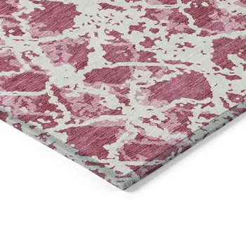9' X 12' Blush And Ivory Abstract Washable Indoor Outdoor Area Rug