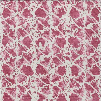 10' X 14' Blush And Ivory Abstract Washable Indoor Outdoor Area Rug