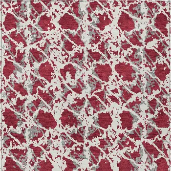 10' X 14' Burgundy And Ivory Abstract Washable Indoor Outdoor Area Rug