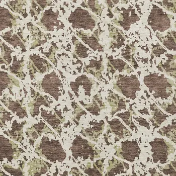 8' X 10' Brown And Ivory Abstract Washable Indoor Outdoor Area Rug