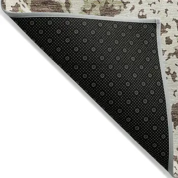 10' X 14' Brown And Ivory Abstract Washable Indoor Outdoor Area Rug