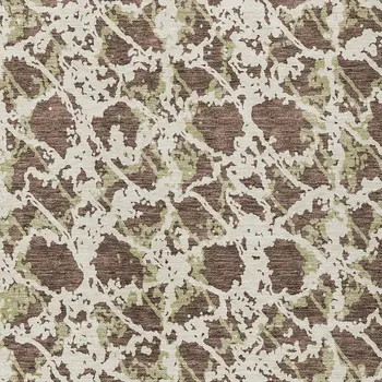 10' X 14' Brown And Ivory Abstract Washable Indoor Outdoor Area Rug