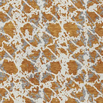 5' X 8' Copper And Ivory Abstract Washable Indoor Outdoor Area Rug