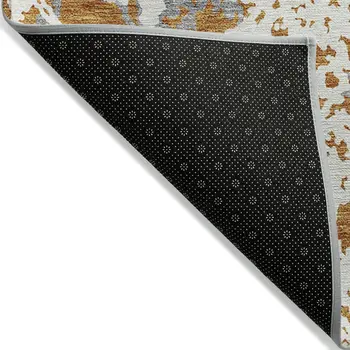 8' X 10' Copper And Ivory Abstract Washable Indoor Outdoor Area Rug