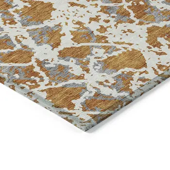 8' X 10' Copper And Ivory Abstract Washable Indoor Outdoor Area Rug