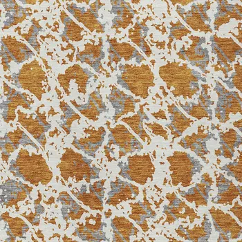 8' X 10' Copper And Ivory Abstract Washable Indoor Outdoor Area Rug