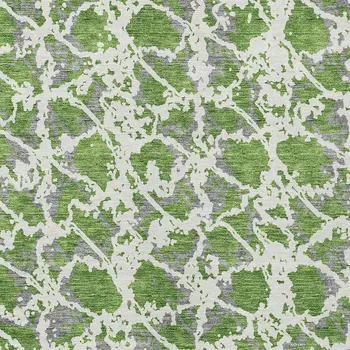 5' X 8' Green And Ivory Abstract Washable Indoor Outdoor Area Rug