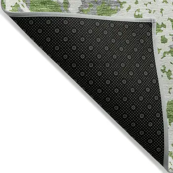 8' X 10' Green And Ivory Abstract Washable Indoor Outdoor Area Rug