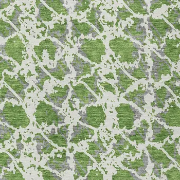 10' X 14' Green And Ivory Abstract Washable Indoor Outdoor Area Rug