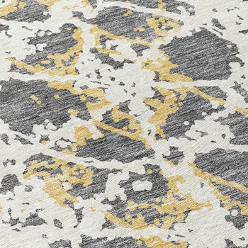 3' X 5' Gray And Ivory Abstract Washable Indoor Outdoor Area Rug