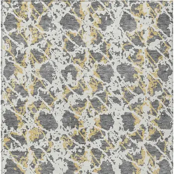 5' X 8' Gray And Ivory Abstract Washable Indoor Outdoor Area Rug