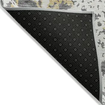 5' X 8' Gray And Ivory Abstract Washable Indoor Outdoor Area Rug