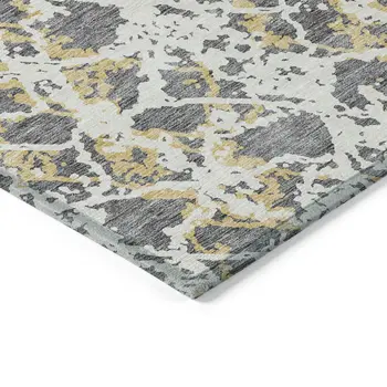 5' X 8' Gray And Ivory Abstract Washable Indoor Outdoor Area Rug