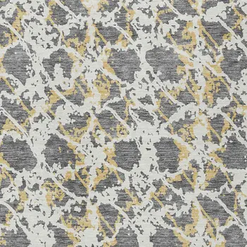 5' X 8' Gray And Ivory Abstract Washable Indoor Outdoor Area Rug